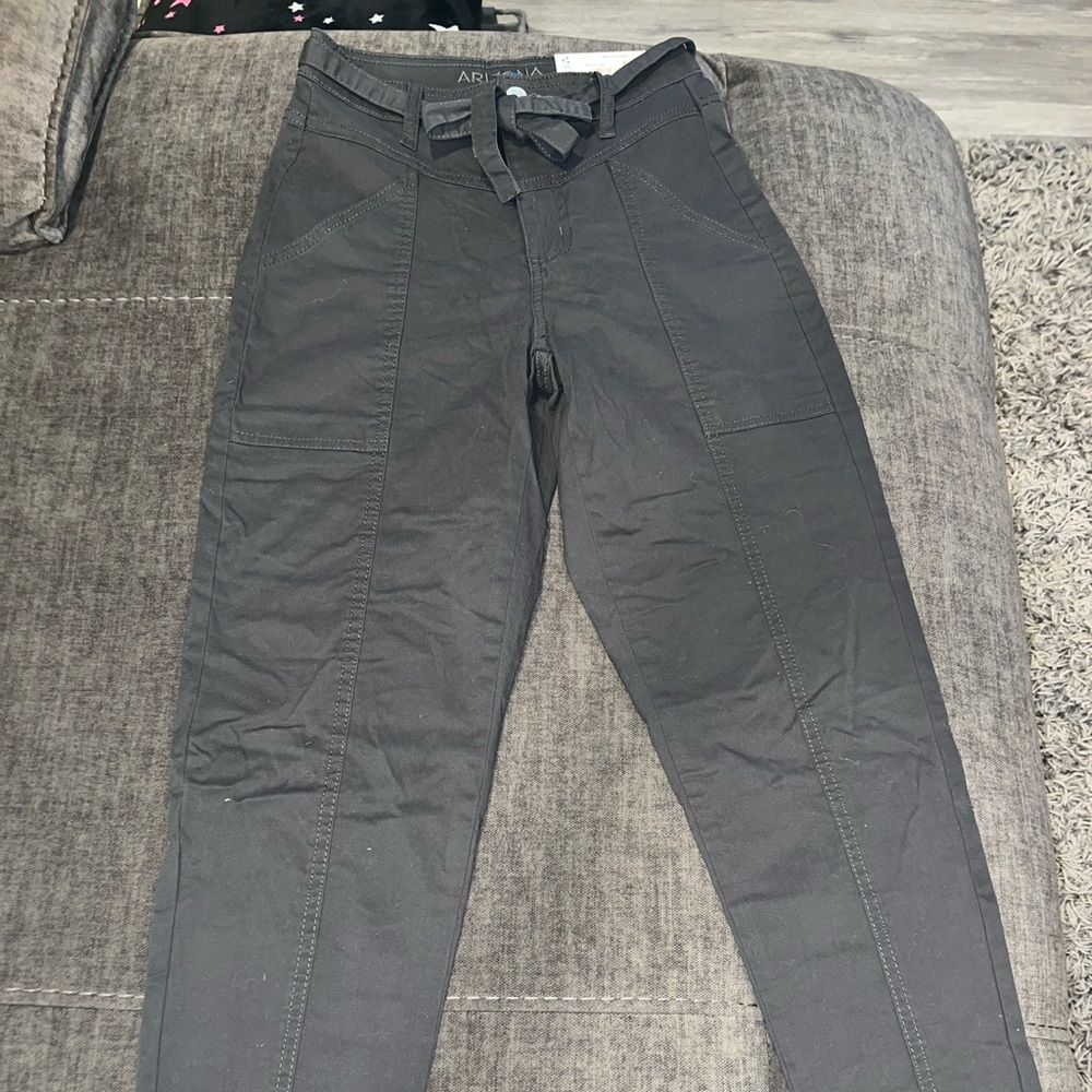Cargo style pants with a belt tie